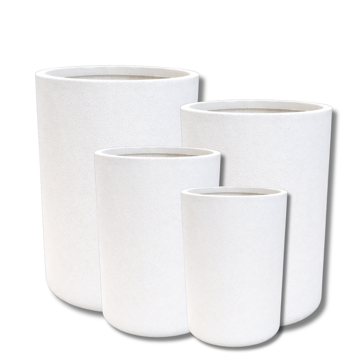 Heaven Cylinder Stone Planter – Set of 4 · White