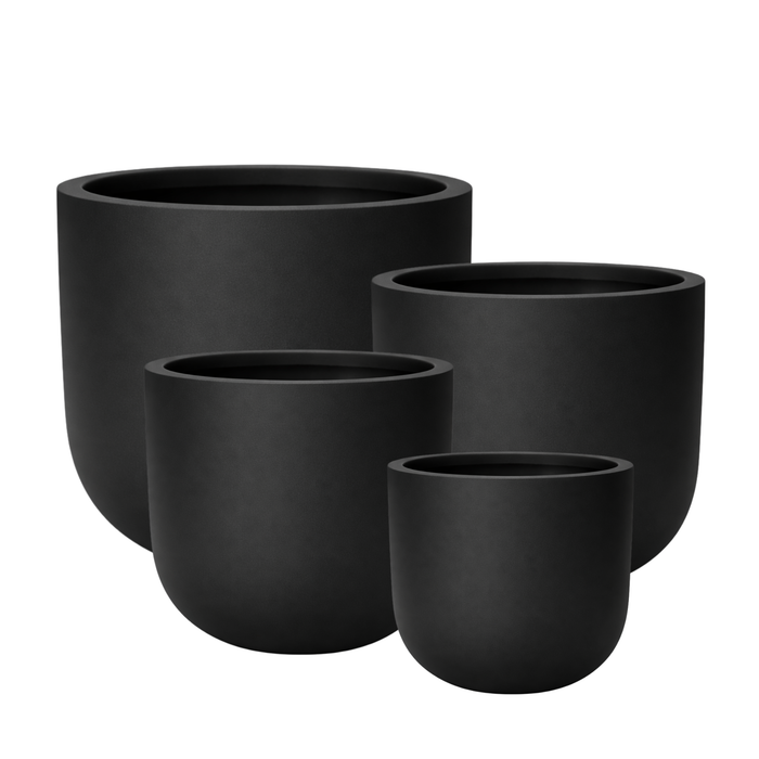 Nexa Round Matte Black Planter – Set of 4