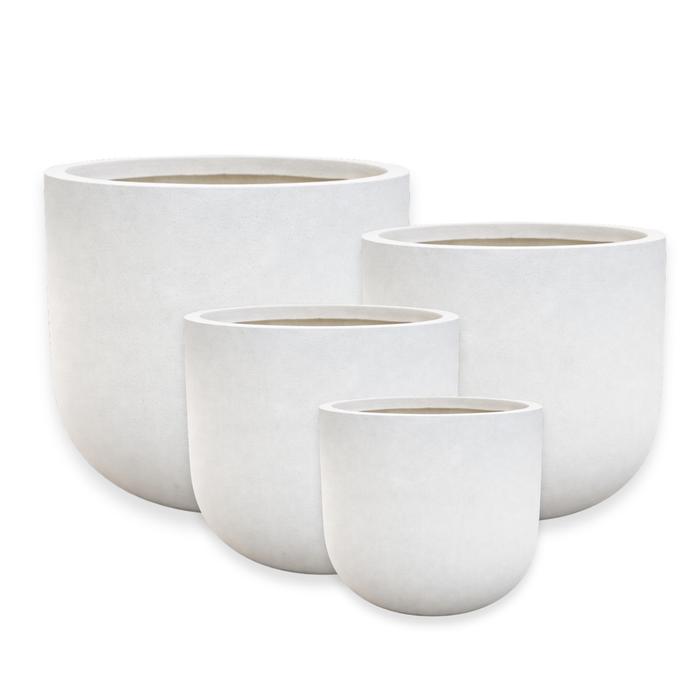 Nexa Round Stone Planter – Set of 4 · White