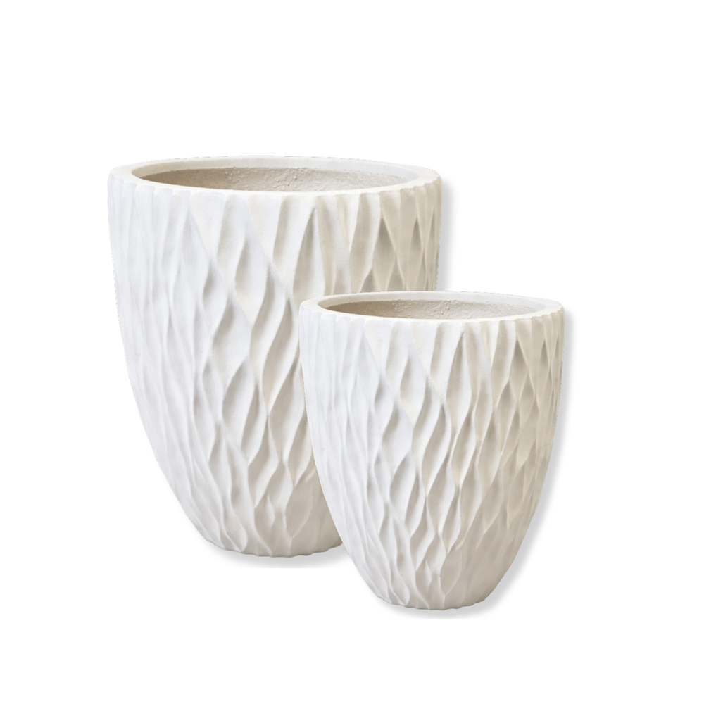 Willow Wave Stone Planter – Set of 2 · White