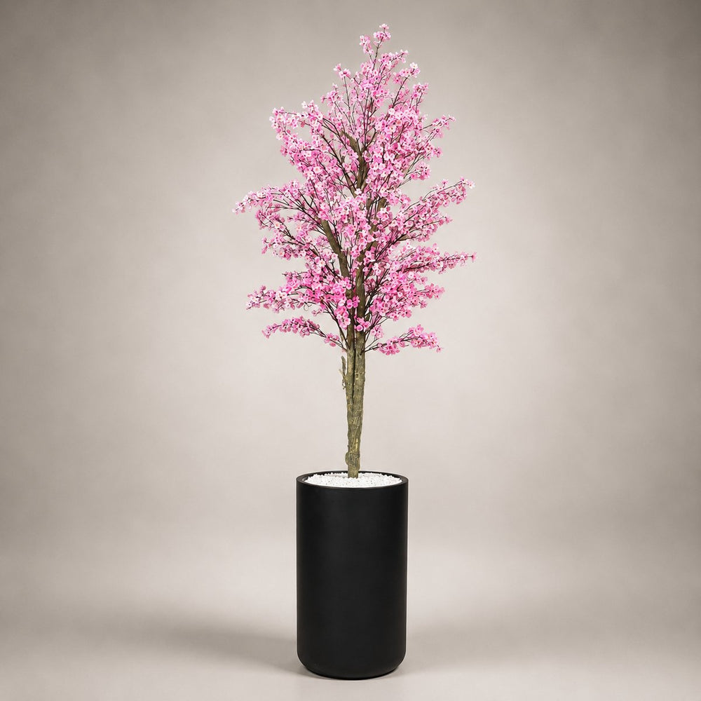 Pink Star Cherry Blossom Tree in a Heaven 24″ matt black planter