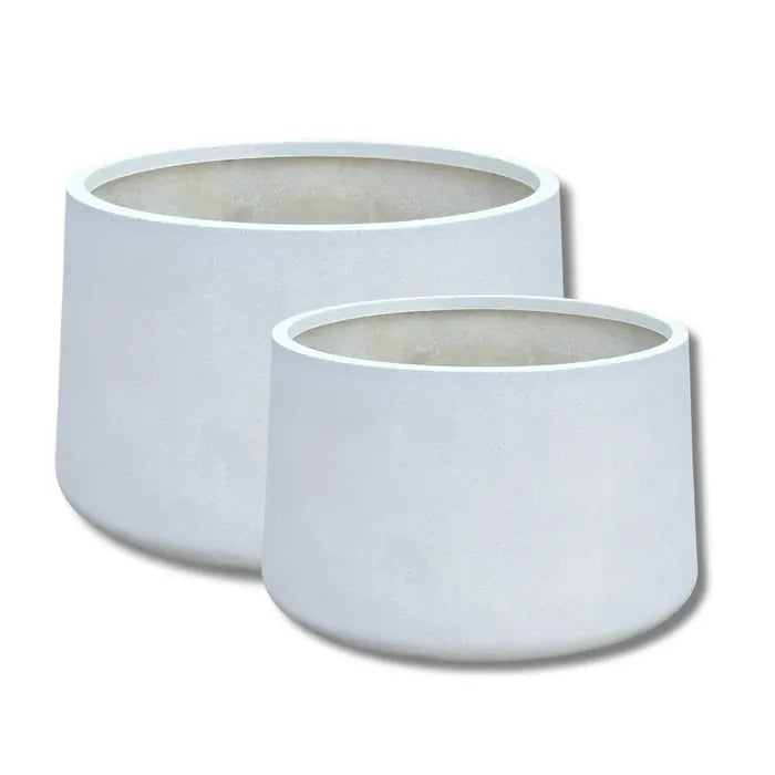 Texa Low Bowl Stone Planter – White