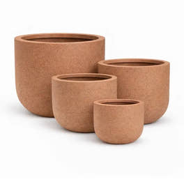 Nexa round stone planter in brown