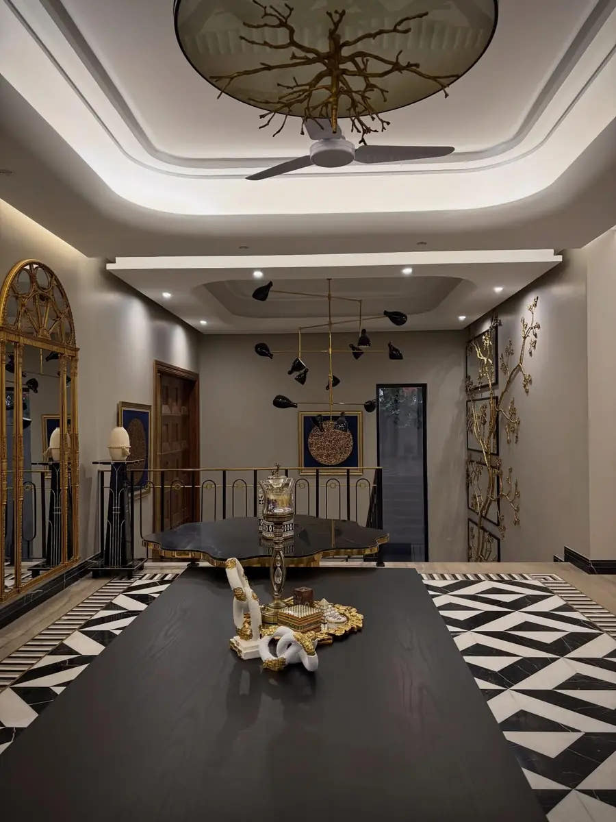 Upper lounge with cove-lit ceiling